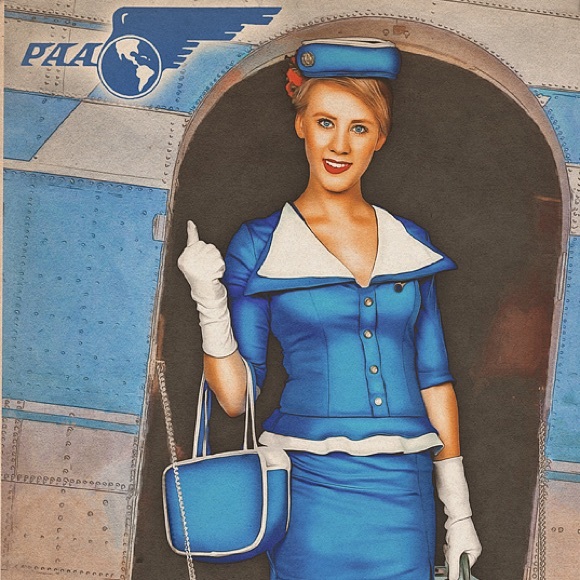 🔵 Vintage Pam Am Like Blue faux leather travel carry-on bag 🧳 made in 🇨🇦 - Picture 2 of 12